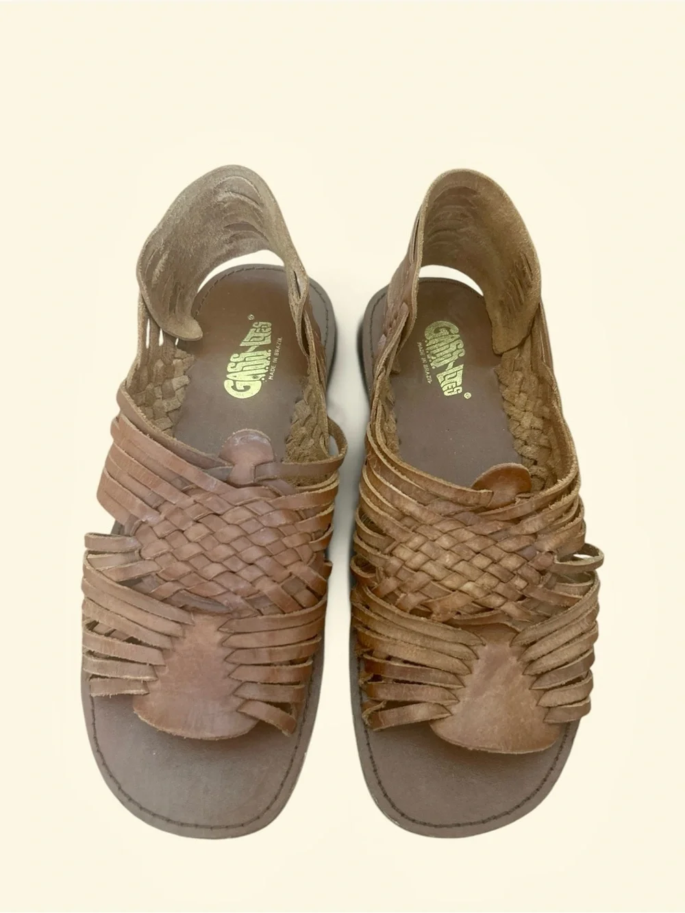 Vintage Gass-Ees Leather Huarache Sandals Made in Brazil Brown, 10